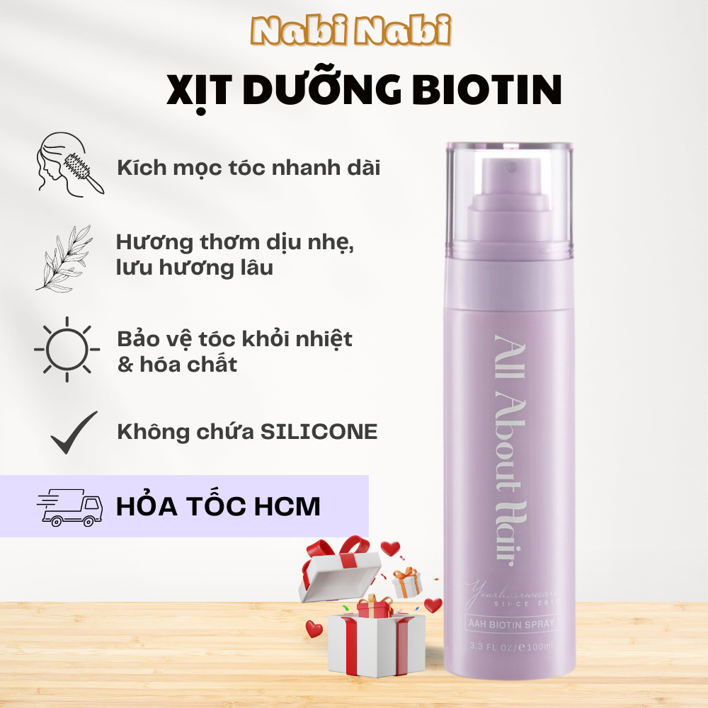 Xịt dưỡng kích mọc tóc All About Hair mềm mượt bảo vệ tóc thơm lâu 120ml NABI