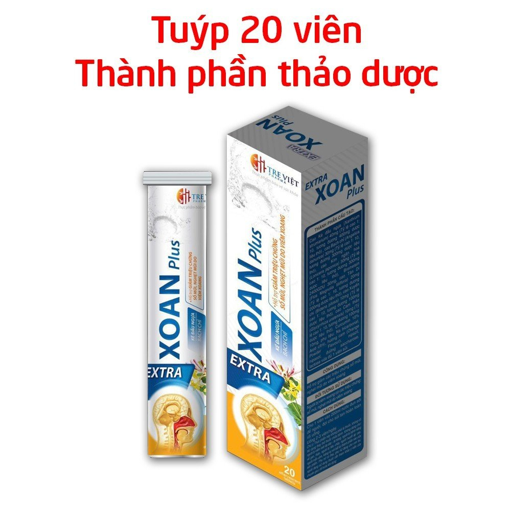 Viên sủi Extra Xoan Plus thảo dược giảm sổ mũi, nghẹt mũi, viêm xoang, viêm mũi dị ứng - Tuýp 20 viên (Extra Xoan Plus)