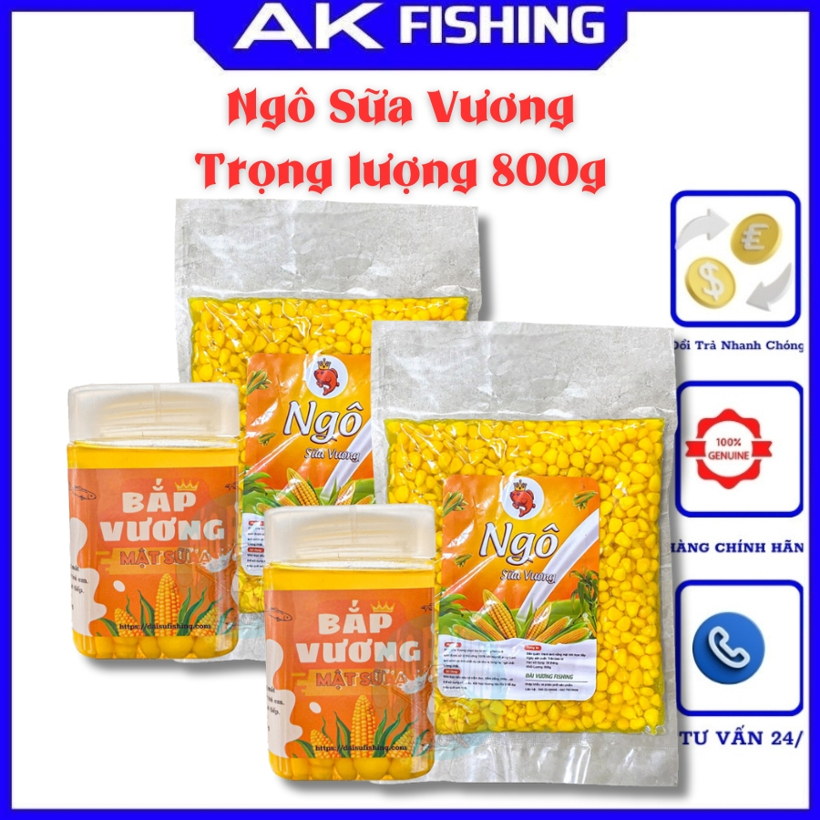 Mồi câu cá Ngô Sữa Vương Trọng lượng 800g chuyên câu đơn đài câu tay cá chép diếc siêu nhạy chất lượng giá rẻ