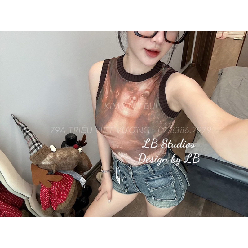 Áo ba lỗ lưới siêu hot Kim Anh Bùi