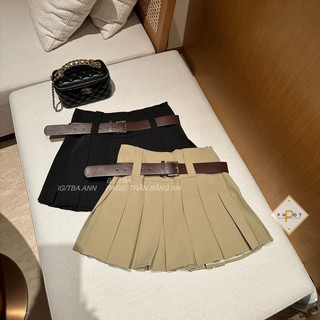 Chân váy xếp ly kèm belt full màu qcl1