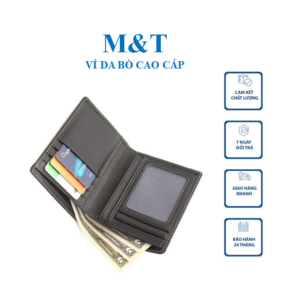 Ví Nam Ví Đứng Nam Nữ Da Bò Thật 100% BẢO HÀNH 2 NĂM Full Hộp Quà Tặng Kèm Móc Khóa
