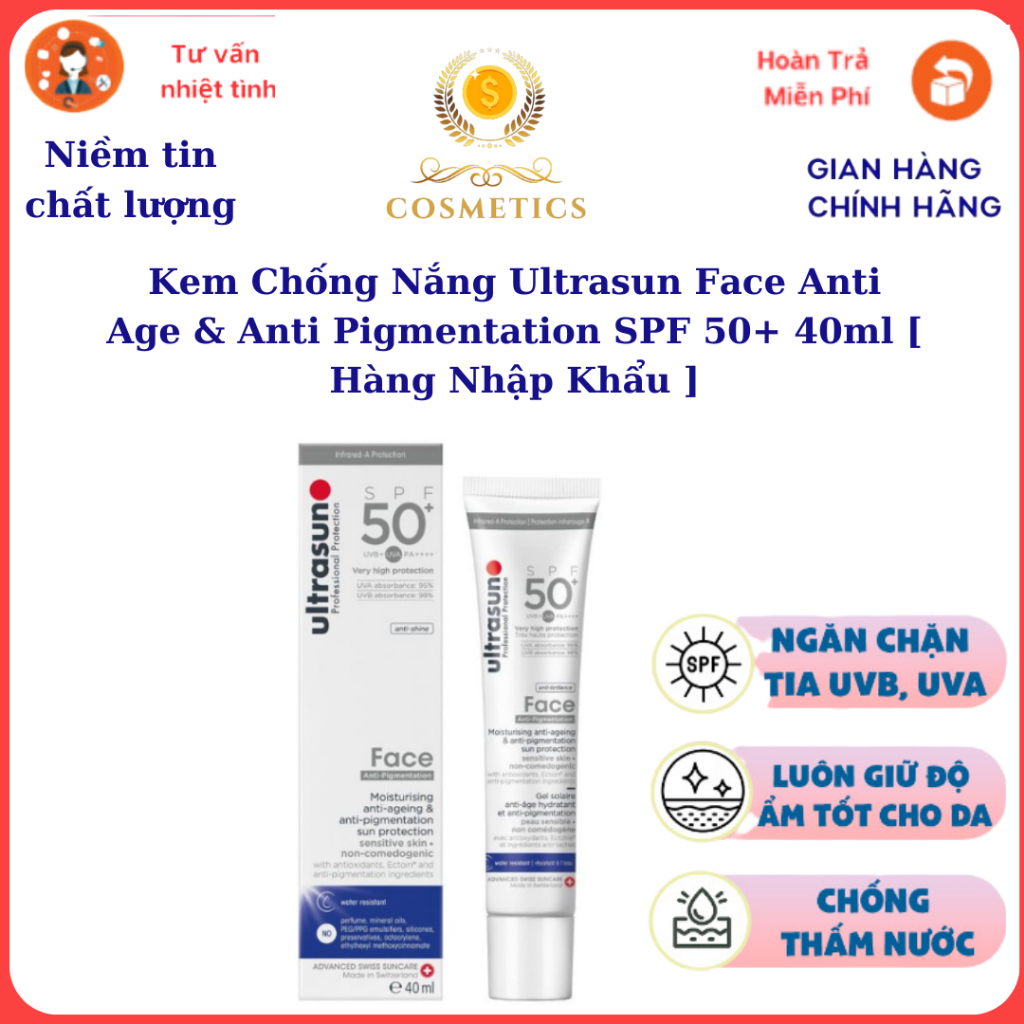 Kem Chống Nắng Ultrasun Face Anti Age &amp; Anti Pigmentation SPF 50+ 40ml [ Hàng Nhập Khẩu ]