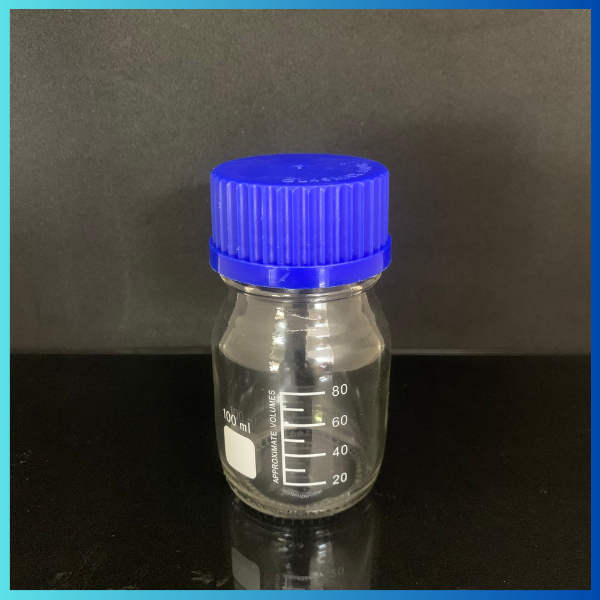 Chai thủy tinh trung tính, chai thủy tinh trắng, nắp vặn xanh, kẻ vạch trắng 25ml 50ml 250ml 500ml 1000ml