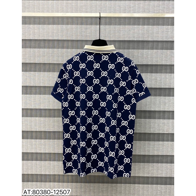 Áo Thun Polo vân trắng màu xanh than