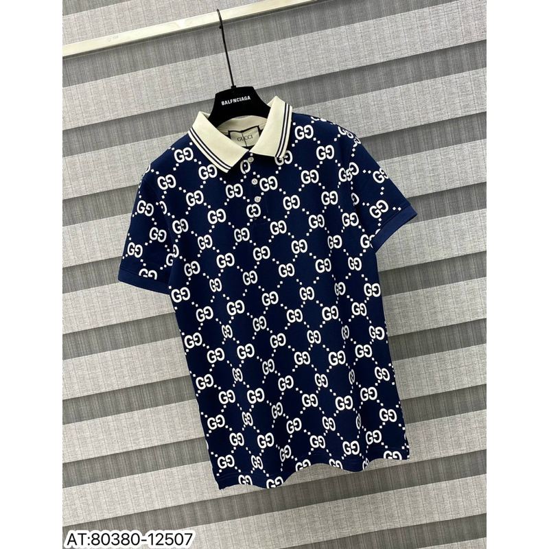 Áo Thun Polo vân trắng màu xanh than