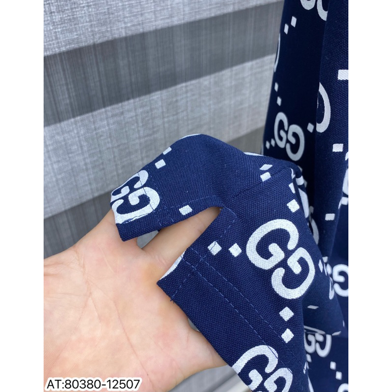 Áo Thun Polo vân trắng màu xanh than