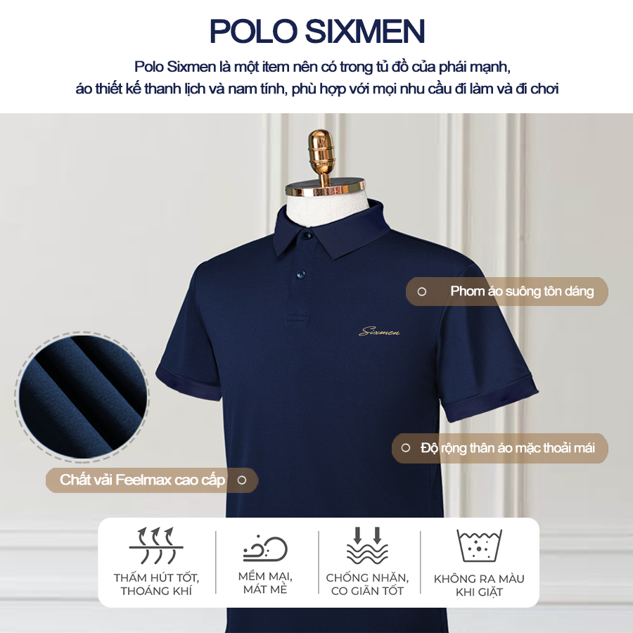 Áo Polo nam cao cấp thoáng mát SIXMEN  - Polo SIXMEN - vải cá sấu cotton thoáng mát, thanh lịch