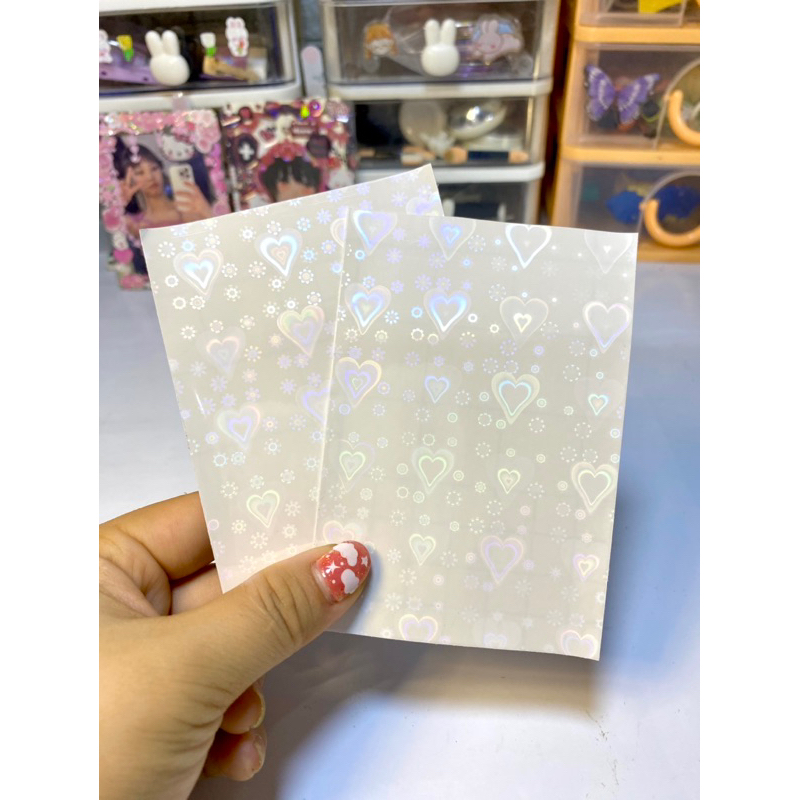 Màng cán Hologram dung làm trang trí ảnh, sticker, top loader. Size A7: 7,5*10,5cm