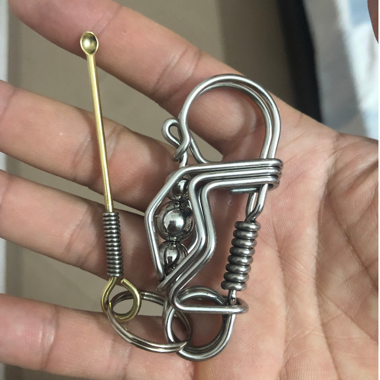 Móc Khóa Inox 304 Uốn Hình Motor, Móc Khóa Thủ Công