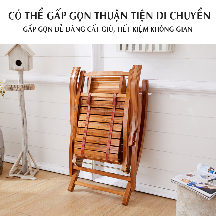 Ghế lười tựa lưng - Ghế thư giãn bập bênh thư giãn gỗ tre cao cấp giá rẻ