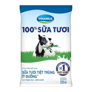 Sữa tươi tiệt trùng ít đường Vinamilk 100% Sữa tươi -bịch x 220ml