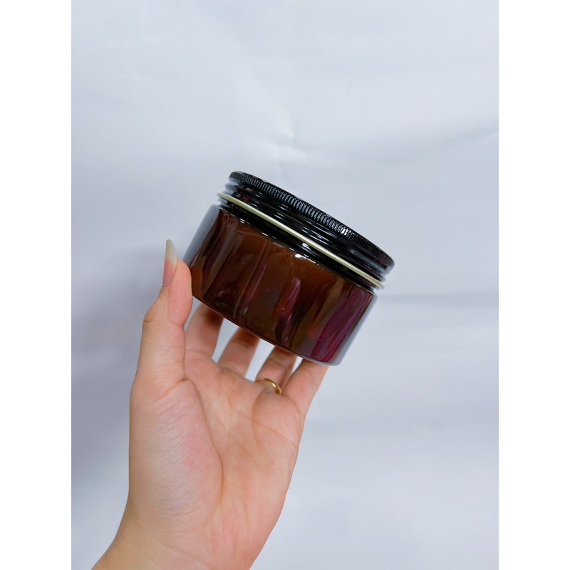 Hủ Nhựa Pet Nâu nắp nhôm đen 250G - 500G đựng kem