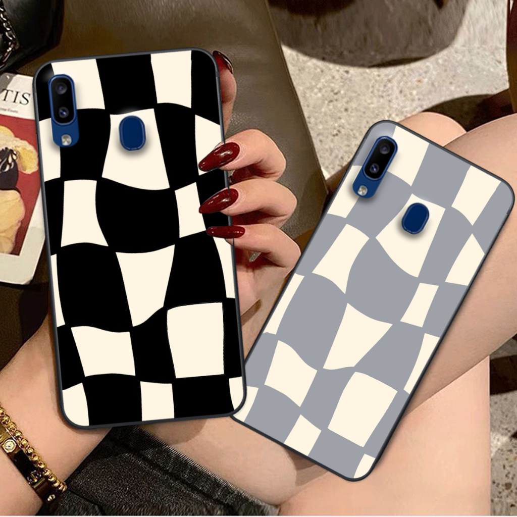 Ốp lưng Samsung M20 / M30 caro đen trắng họa tiết bàn cờ thương hiệu đẹp cute