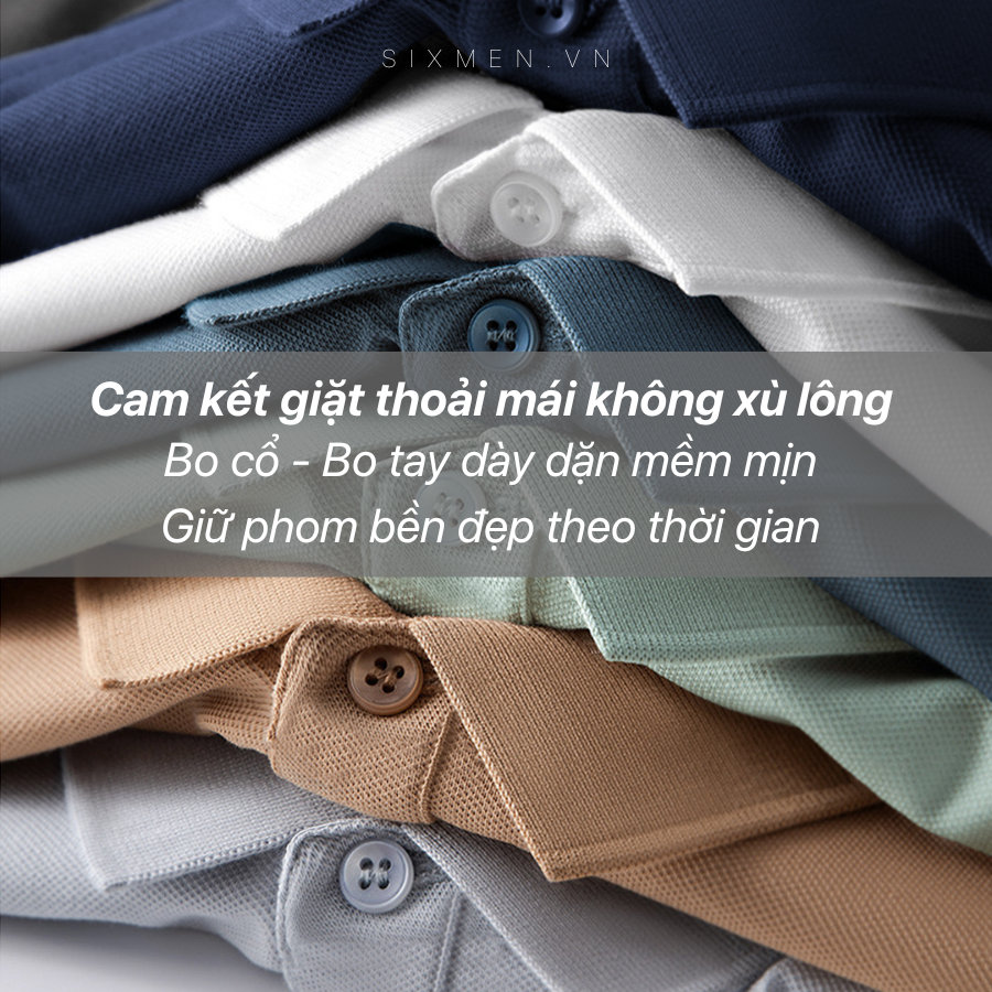 Áo polo nam cao cấp có cổ SIXMEN  - PRIMEI Áo polo đen vải cá sấu cotton CVC thoáng mát thanh lịch