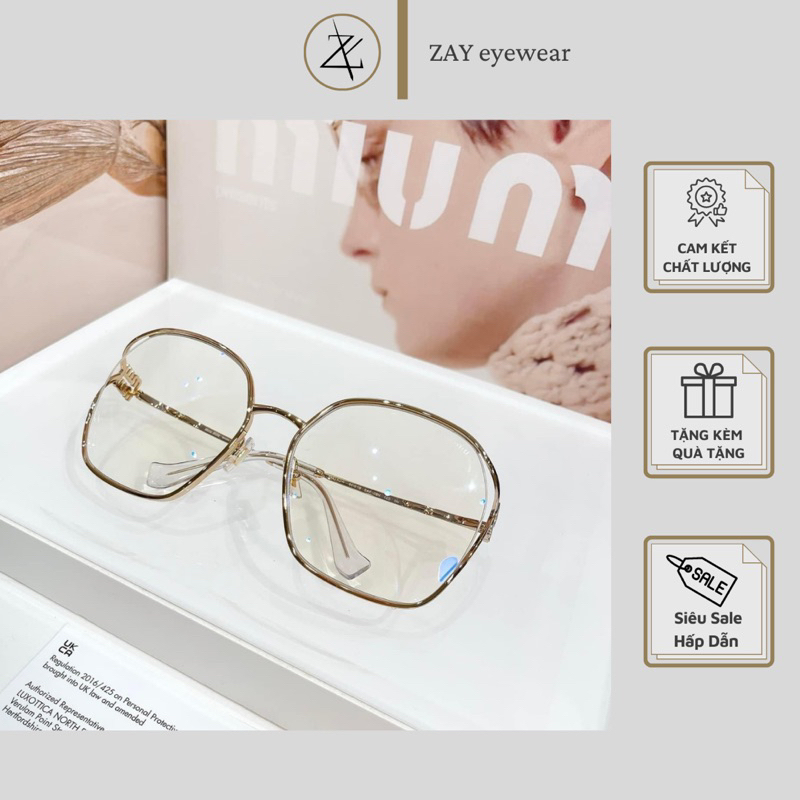 Gọng kính cận loạn nam nữ Zay eyewear Miumi 52W dáng vuông oversized phong cách thời trang cao cấp