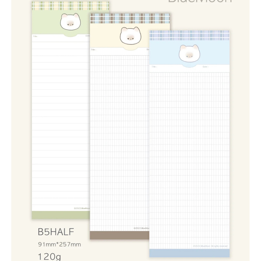 Giấy note ghi chú học từ vựng B5-half 2 mặt BlueMoon 120gsm