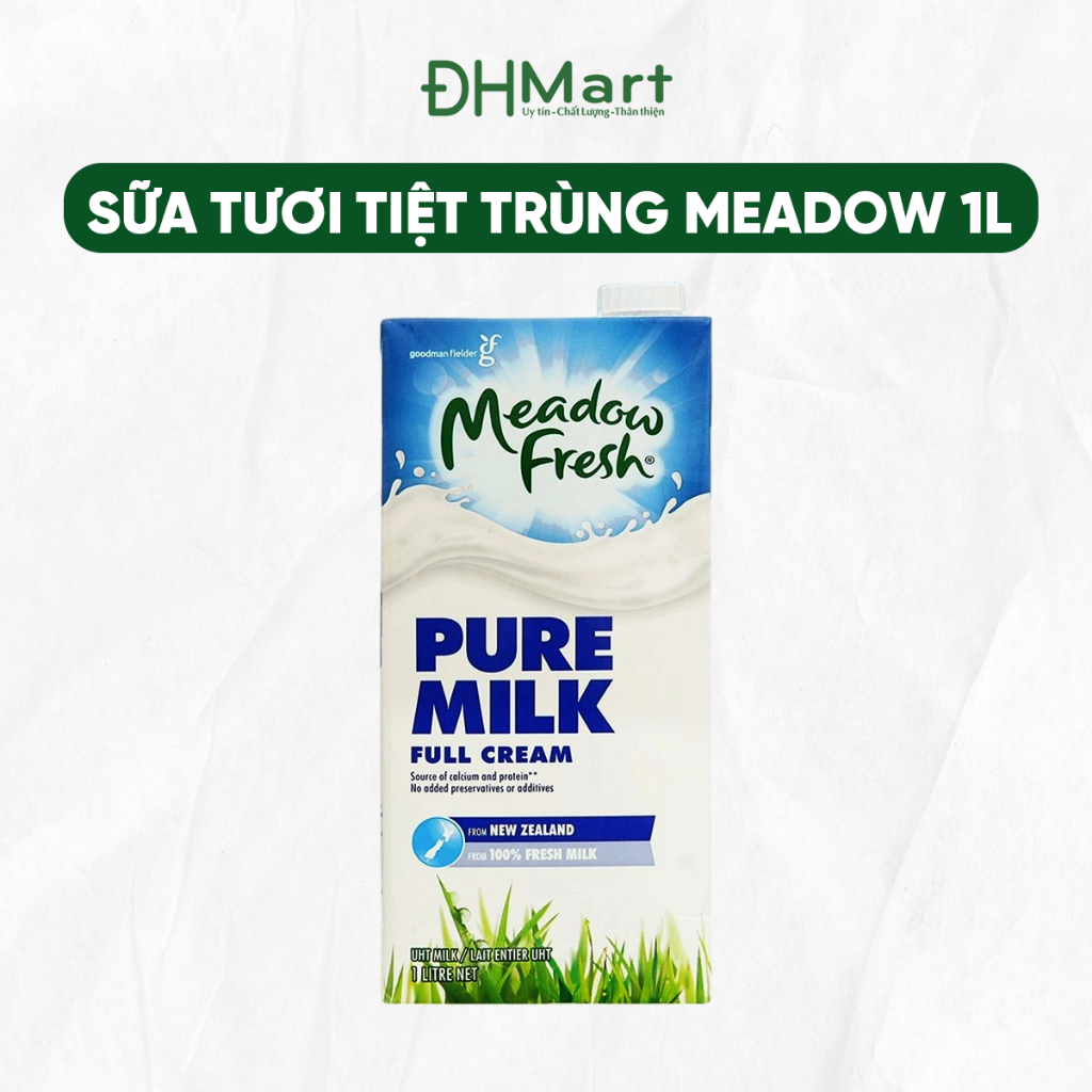 Sữa tươi tiệt trùng Meadow Fresh Pure Milk Nguyên Kem hộp 1L xuất xứ New Zealand ít béo không đường