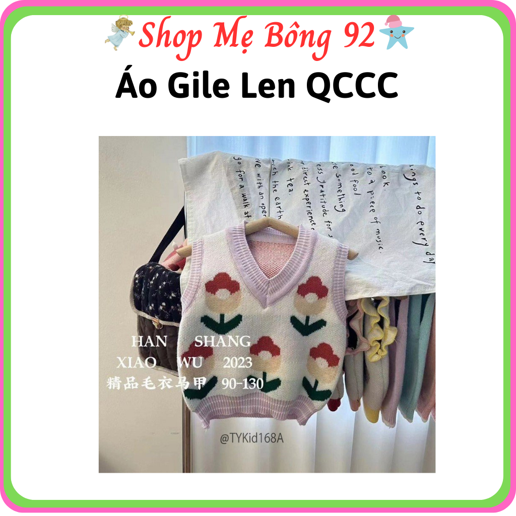 Áo Gile Len Bé Gái, Áo Gile Len Bé Gái Họa Tiết Bông Hoa Dễ Thương 9-22kg - Shop Mẹ Bông 92