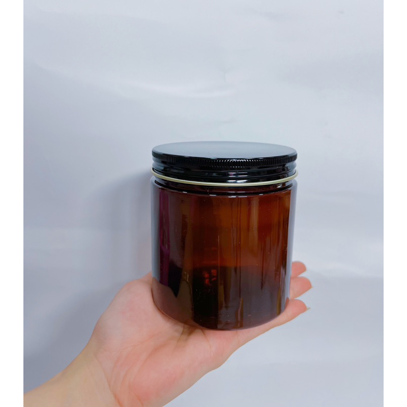 Hủ Nhựa Pet Nâu nắp nhôm đen 250G - 500G đựng kem