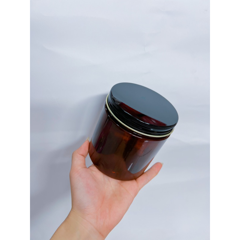 Hủ Nhựa Pet Nâu nắp nhôm đen 250G - 500G đựng kem