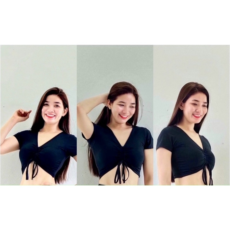 Áo croptop nữ rút dây tập gym yoga erobic chất thun lạnh cao cấp co giãn cực mạnh cho nữ từ 44 đến 62kg easy.store123