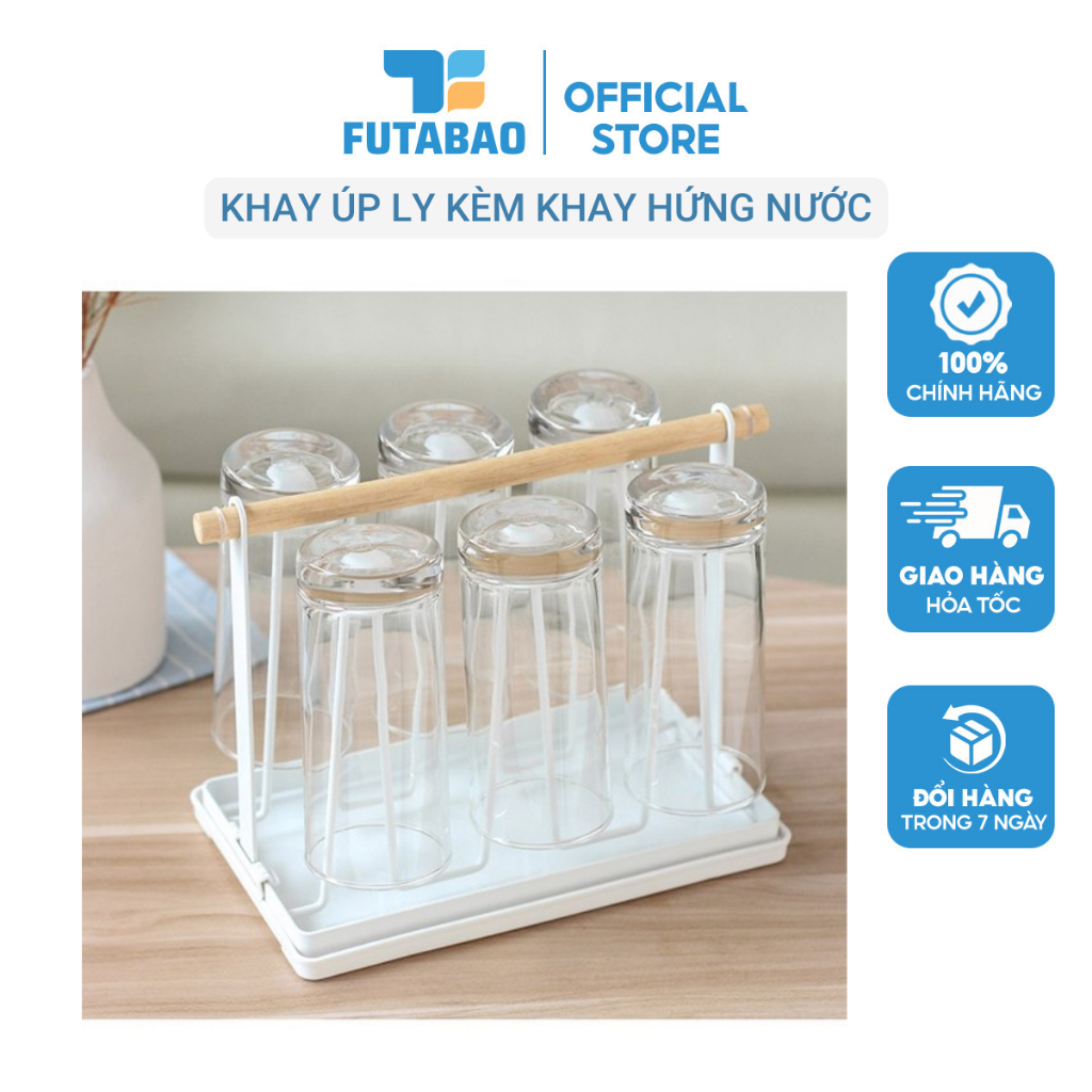 Giá Úp Ly Phong Cách Tối Giản Bắc Âu Thép Sơn Tĩnh Điện Kết Hợp Gỗ
