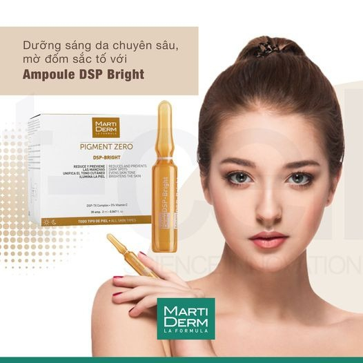 Tinh chất Ampoule MartiDerm Pigment Zero DSP Bright dưỡng sáng đều màu da, giảm đốm sắc tố