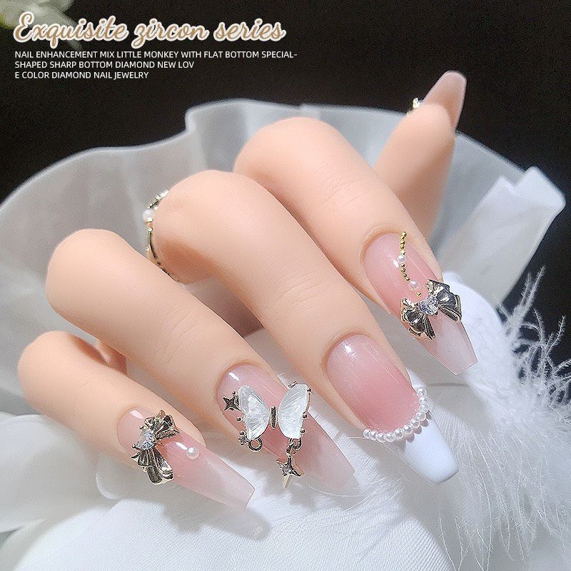 Charm bươm xích,thánh giá -chữ thập đá nail cao cấp gắn trabg trí móng tay