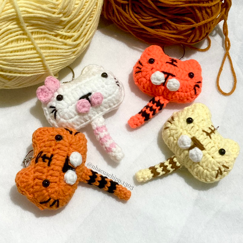 [Ảnh thật] Móc khóa hổ mèo móc len đáng yêu handmade/cute cat tiger crochet handmade wool