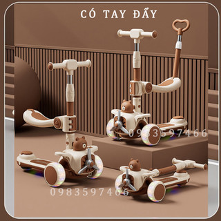 [Miễn ship]Xe Scooter, Xe Trượt Cho Bé Bánh Có Đèn ,Có Nhạc, có ghế 3 in 1 Chịu Lực 90KG