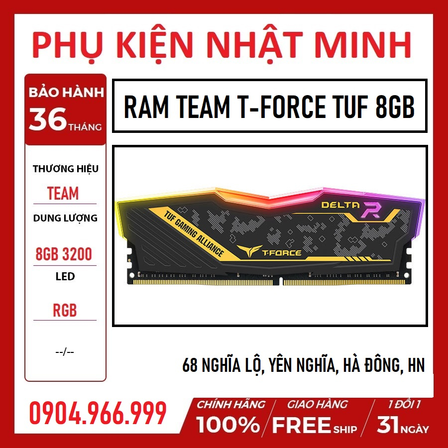 Ram PC Teamgroup T-FORCE TUF RGB - Ram VULCAN TUF 8GB - 16GB 3200 hàng chính hãng TLC phân phối BH 60 tháng | BigBuy360 - bigbuy360.vn