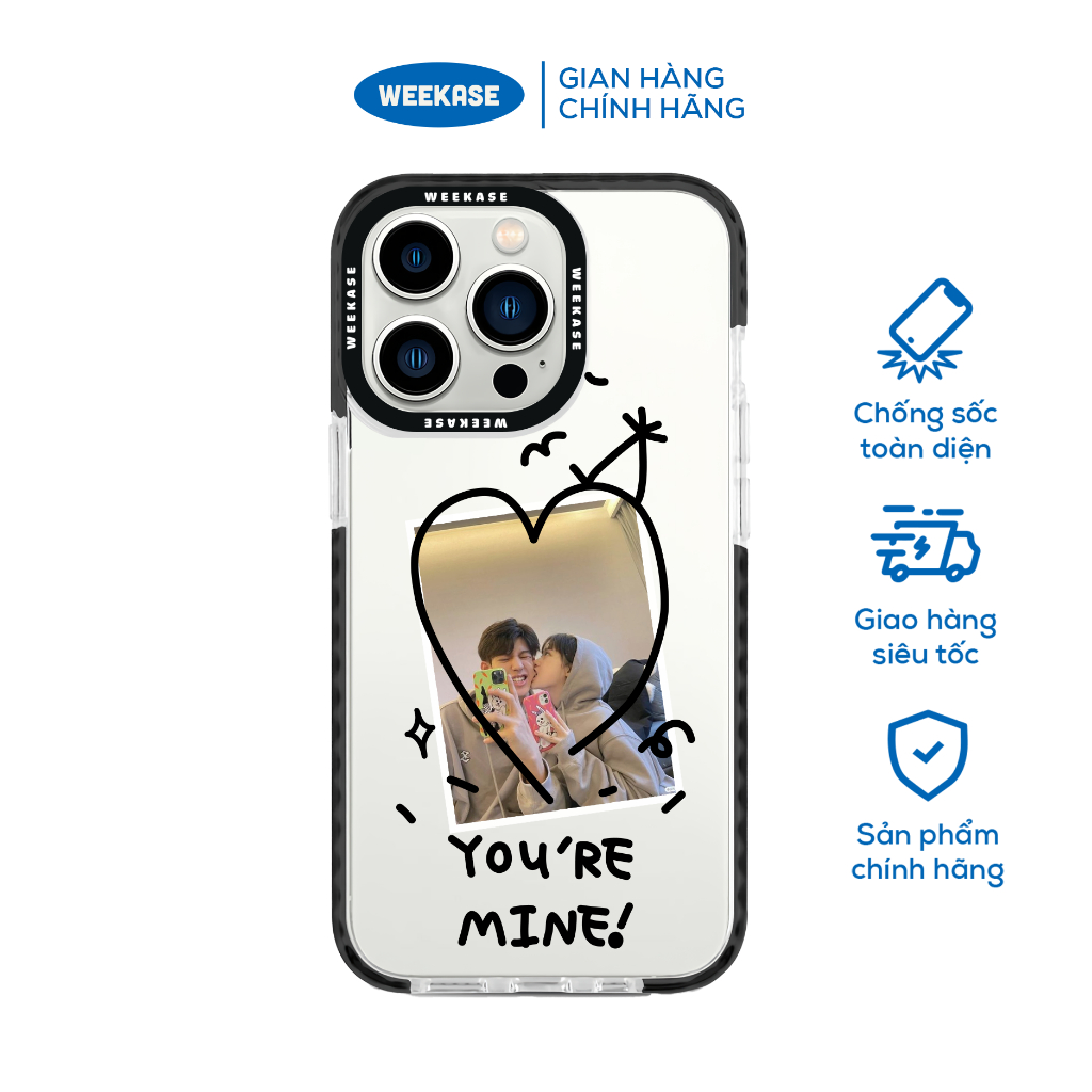 Ốp lưng iPhone viền trắng, đen chống sốc chống va đập Weekase in hình chữ youre mine - Màu in cực bền