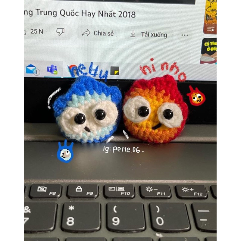 Móc khóa Calcifer siêu đáng yêu - Lửa và nước móc khoá cặp siêu cute 🔥