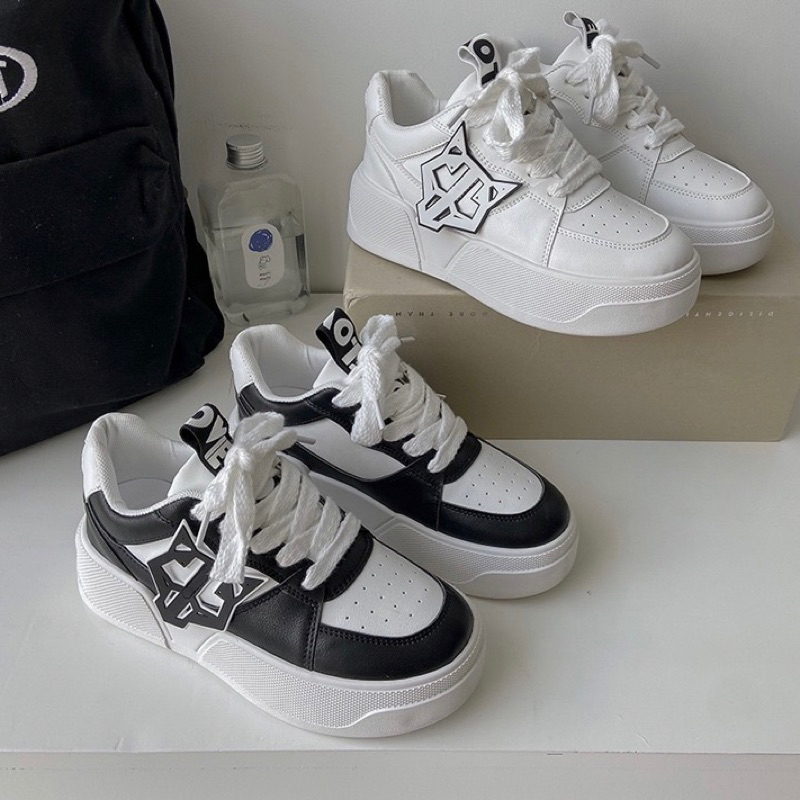(CÓ SẴN) GIÀY SNEAKER S34 NKW ĐẾ CAO 3.5CM HỌA TIẾT SÓI