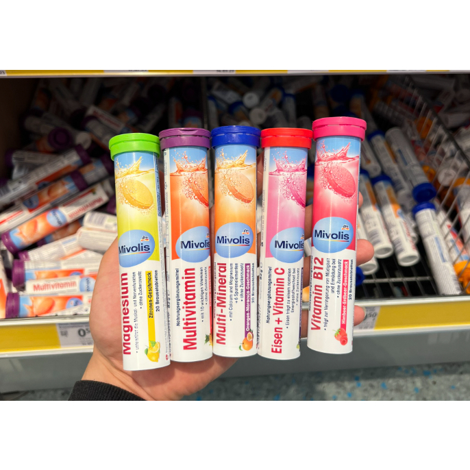 Viên Sủi Mivolis Vitamin C, Magie, B12 và các Vitamin Khoáng Chất Khác  - Mivolis Brausetabletten