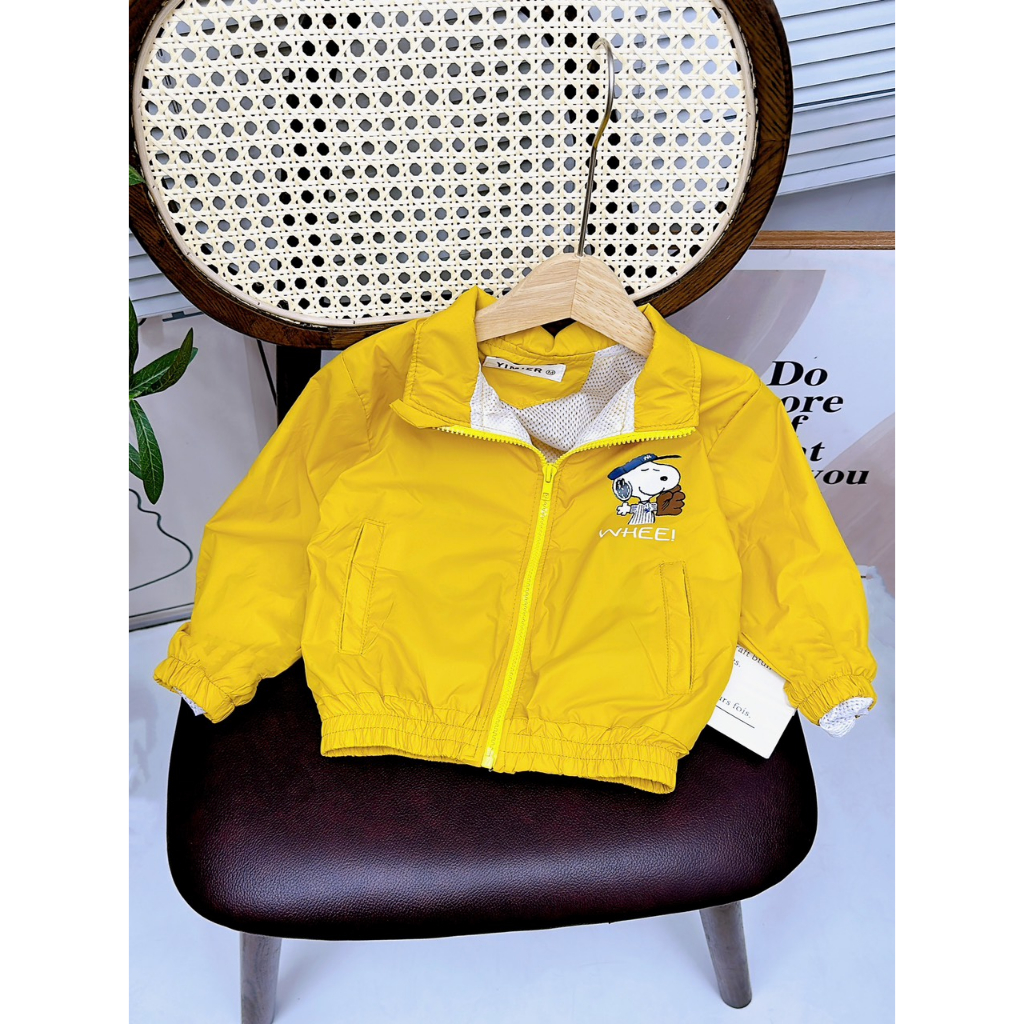 Áo khoác cho bé, áo khoác gió 2 lớp chính phẩm họa tiết chú chó SNOOPY cho bé trai và bé gái
