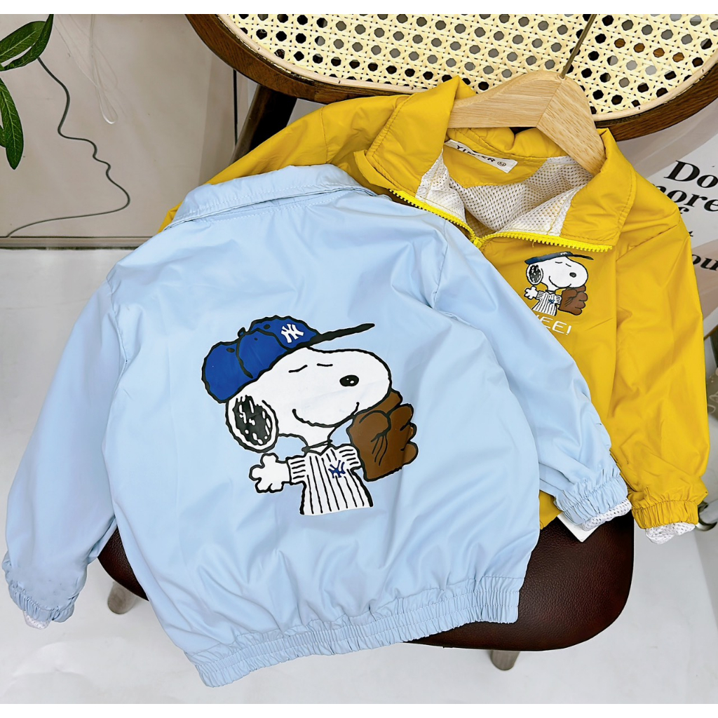 Áo khoác cho bé, áo khoác gió 2 lớp chính phẩm họa tiết chú chó SNOOPY cho bé trai và bé gái