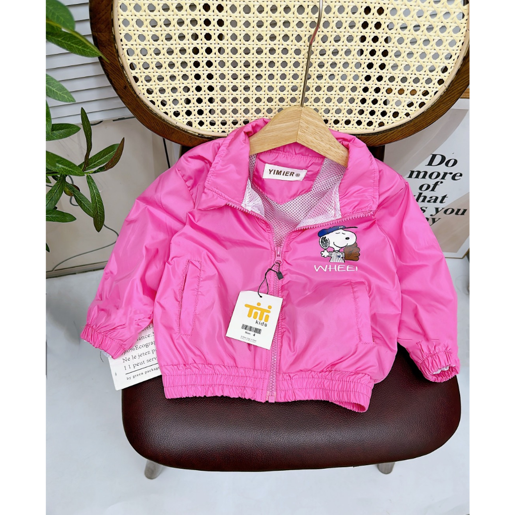 Áo khoác cho bé, áo khoác gió 2 lớp chính phẩm họa tiết chú chó SNOOPY cho bé trai và bé gái