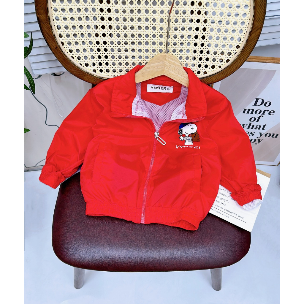 Áo khoác cho bé, áo khoác gió 2 lớp chính phẩm họa tiết chú chó SNOOPY cho bé trai và bé gái