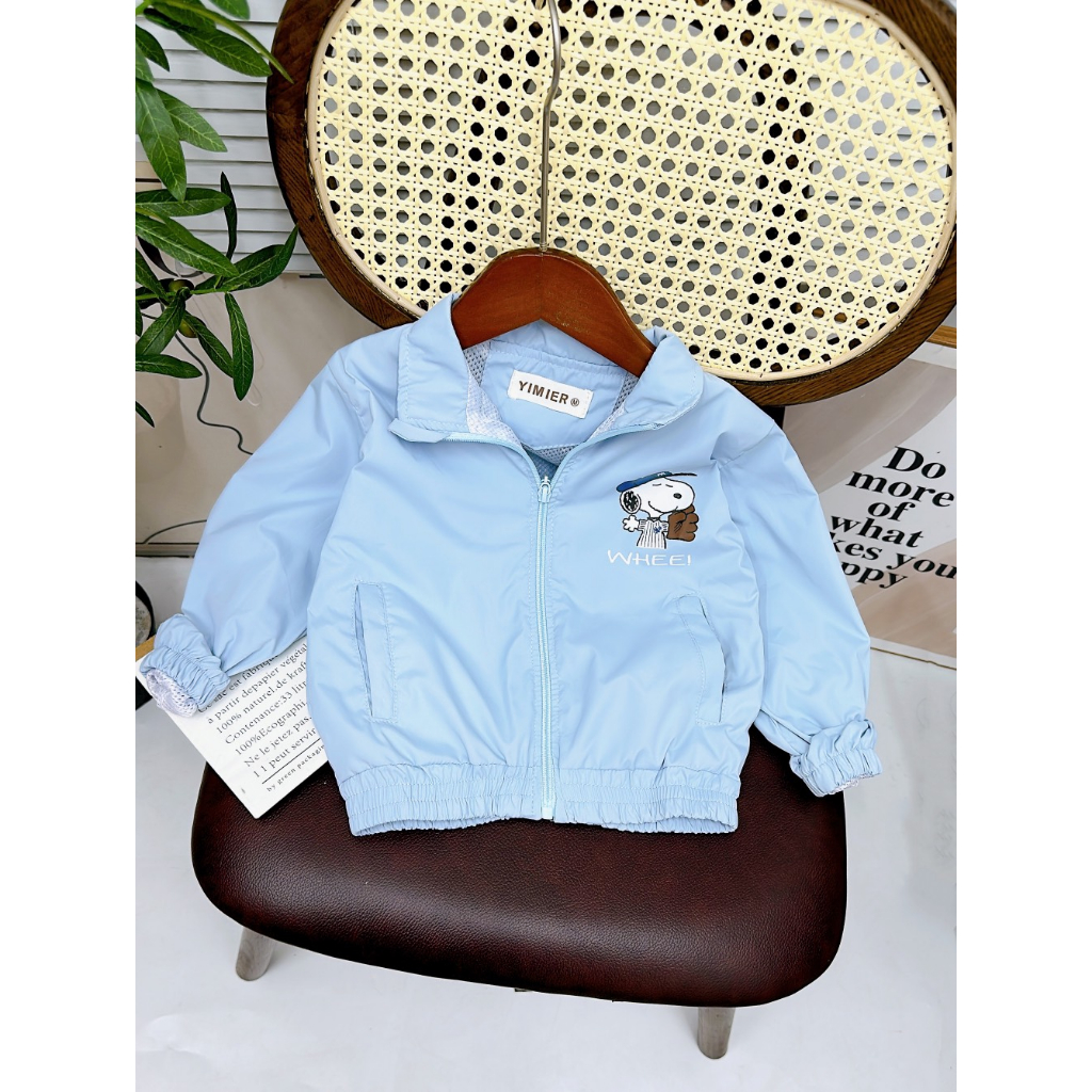 Áo khoác cho bé, áo khoác gió 2 lớp chính phẩm họa tiết chú chó SNOOPY cho bé trai và bé gái