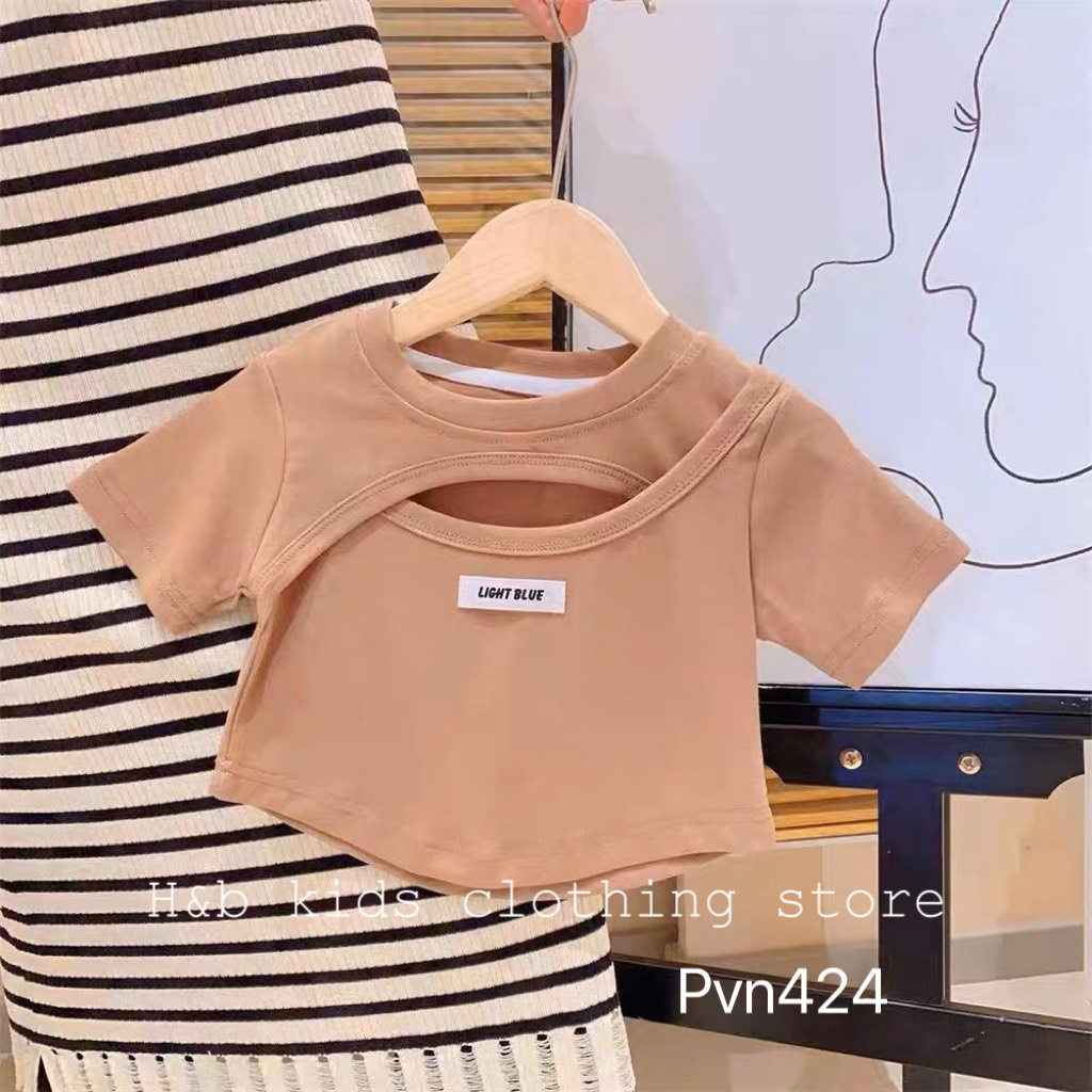 10-28kg. Áo thun bé gái, áo ctton cắt khoét ngực sành điệu cho bé