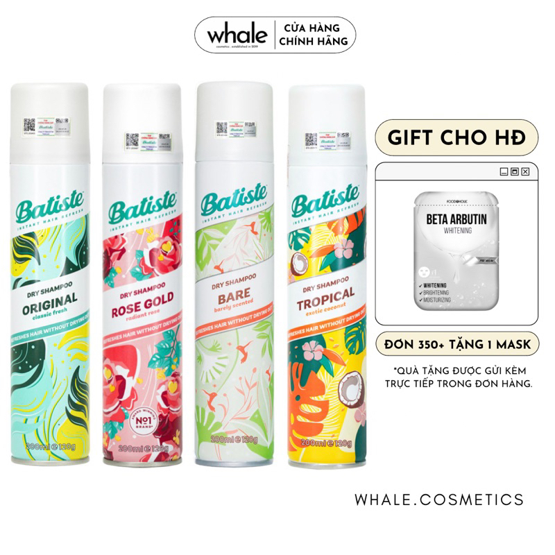 Dầu Gội Khô Batiste Dry Shampoo 200ml