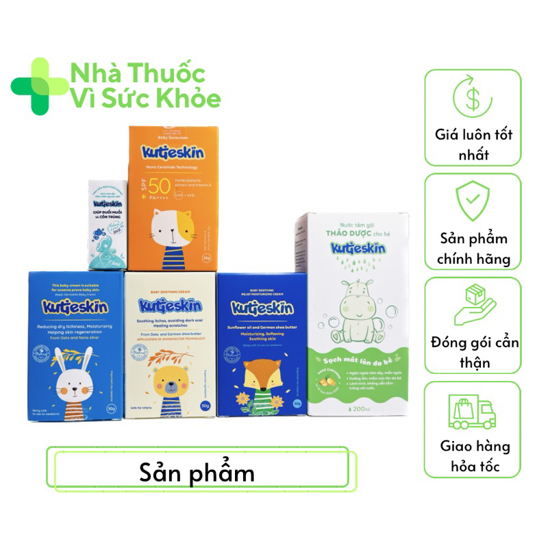 ✅Kutieskin - Bộ Sản Phẩm Bảo Vệ Toàn Diện Làn Da Bé [Dưỡng Ẩm/ Chàm Sữa/ Mẩn Ngứa, Hăm,Kem Chống Nắng,Nước Tắm,Tinh Dầu]