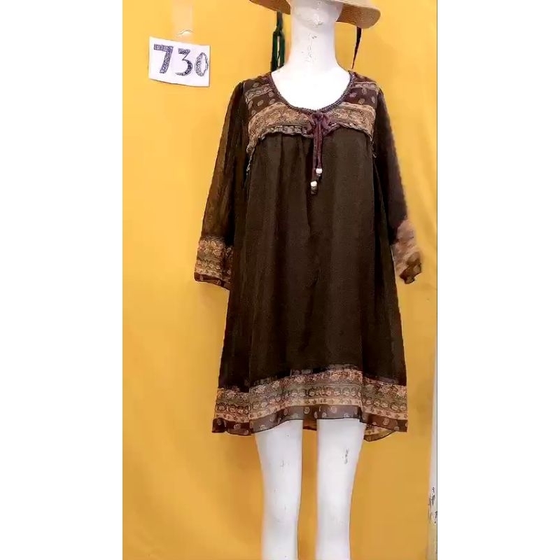 đầm voan màu nâu đen size S/M. S730
