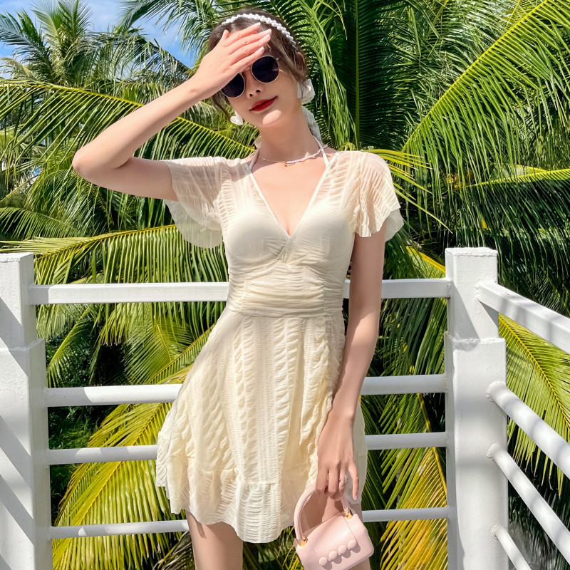 Váy Đi Chơi Set Đi Biển Dây Buộc Áo Yếm Bikini Liền Thân Cao Cấp Đồ Bơi Nữ Kín Đáo Che Khuyết Điểm Pikini LIZ-V321.2 | BigBuy360 - bigbuy360.vn