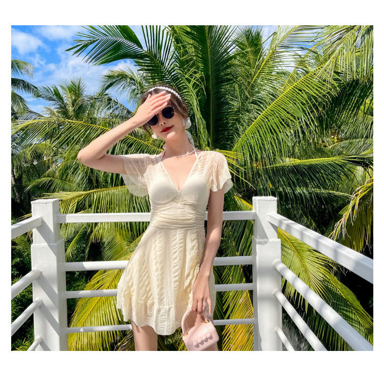 Váy Đi Chơi Set Đi Biển Dây Buộc Áo Yếm Bikini Liền Thân Cao Cấp Đồ Bơi Nữ Kín Đáo Che Khuyết Điểm Pikini LIZ-V321.2 | BigBuy360 - bigbuy360.vn