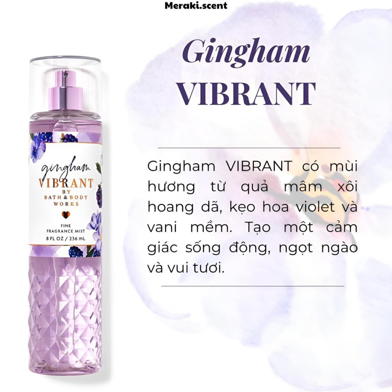 XỊT THƠM BODY MIST GINGHAM  VIBRANT /VỎ CHAI MỚi