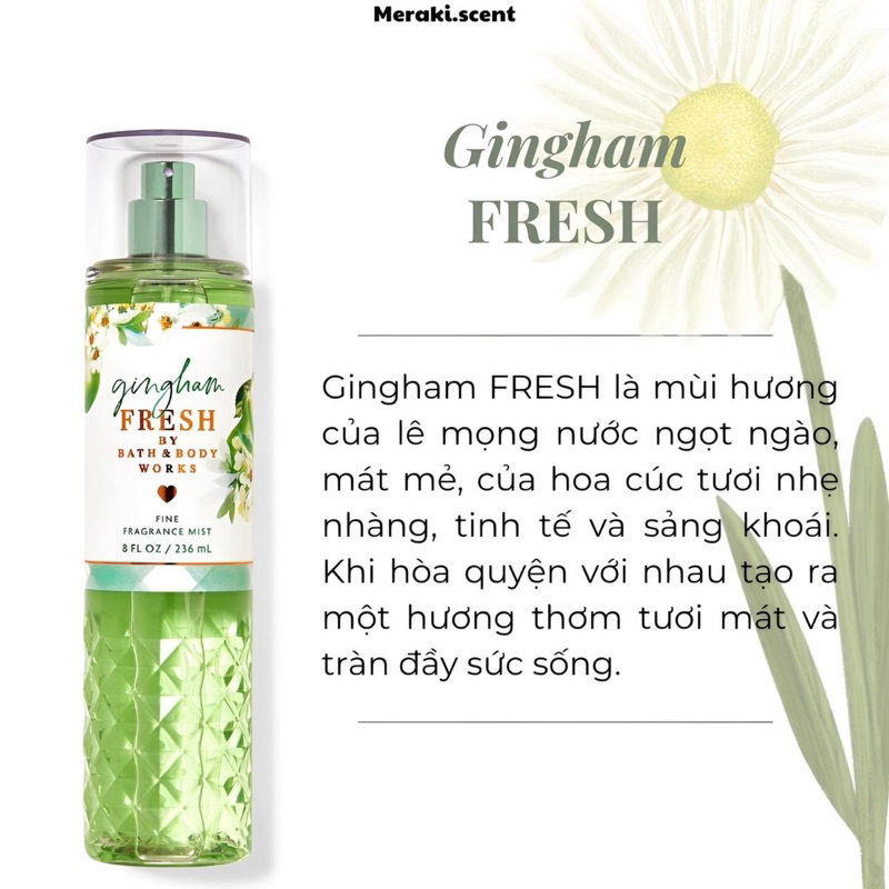 XỊT THƠM BODY MIST GINGHAM  VIBRANT /VỎ CHAI MỚi