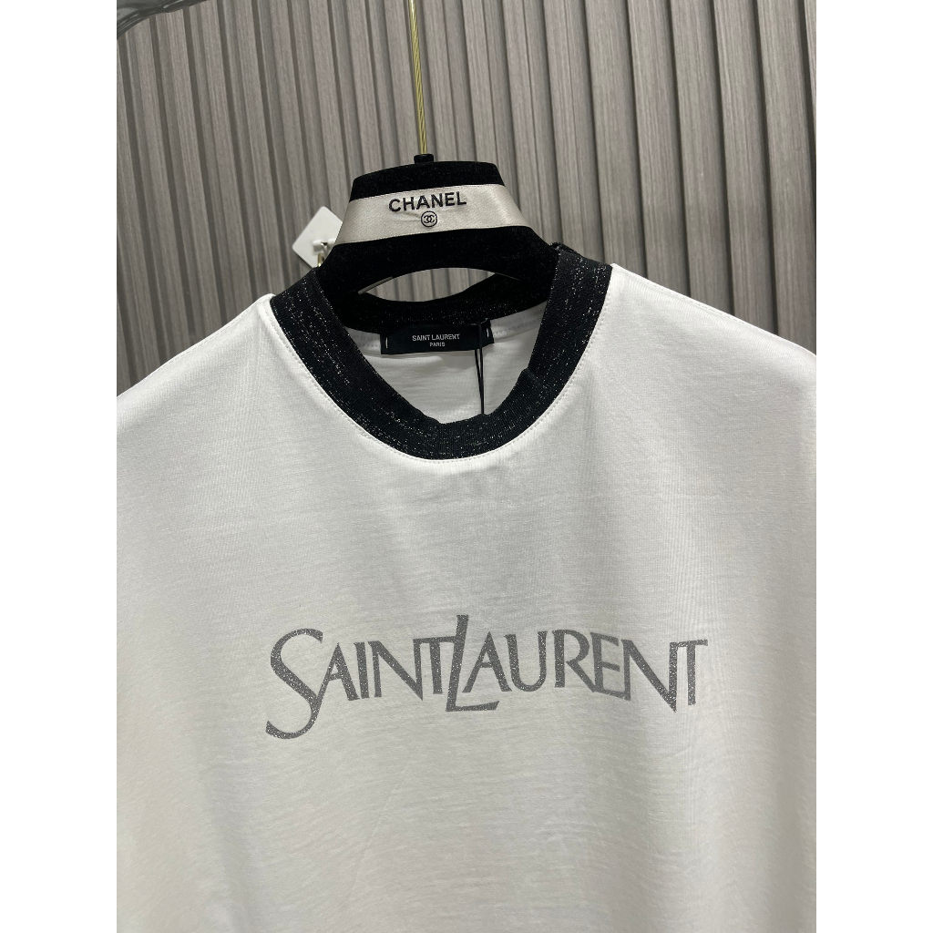 Áo Phông Nam SAINT In Chữ Kim Tuyến - Áo Thun Nam Nữ Cổ Bo Kim Tuyến Cao Cấp